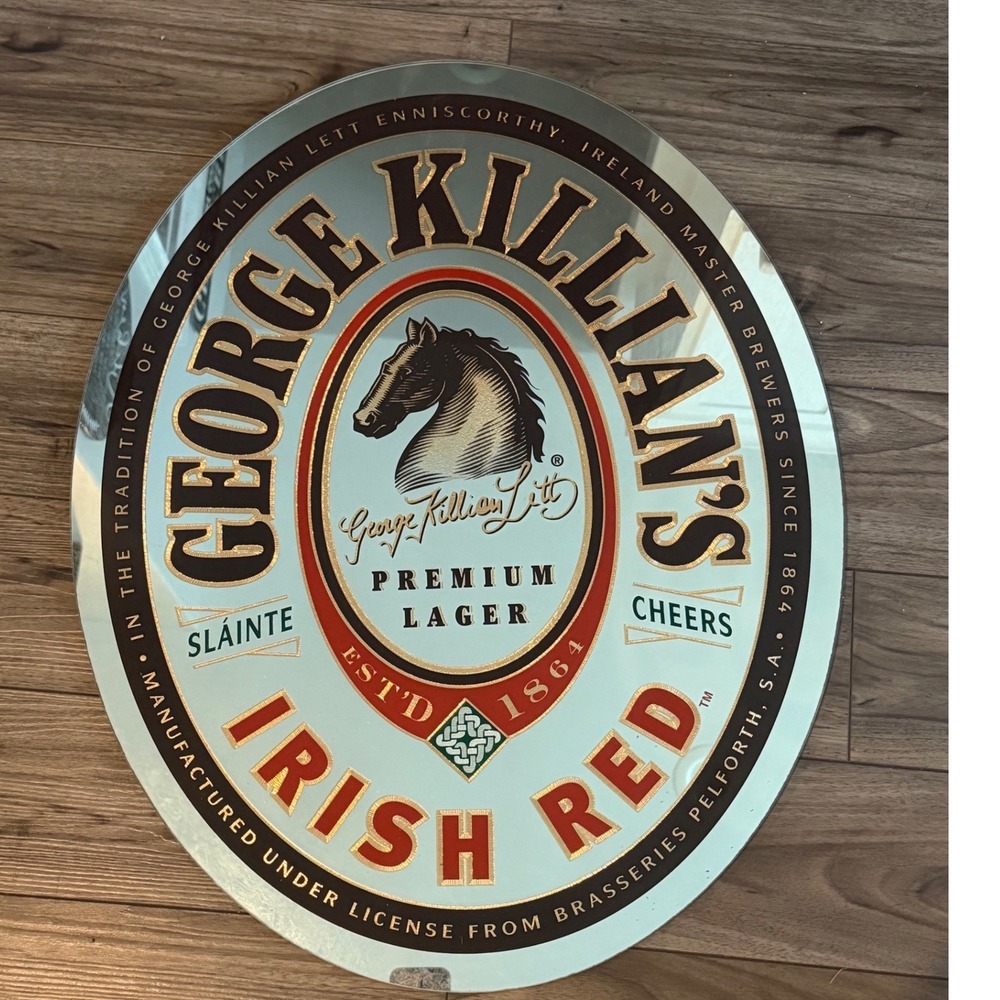 George Killian's Irish Red Beer Bar Mirror Oval Premium Lager Horse Sign Slainte